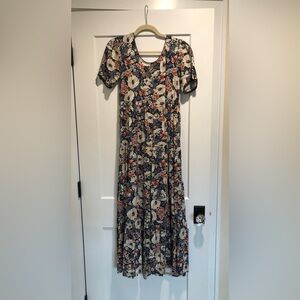 NATURAL LIFE Floral Maxi Dress - Navy and Cream Size small